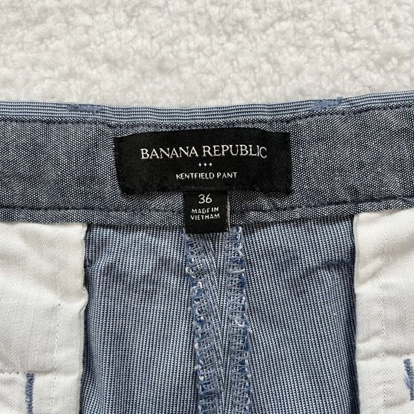 Banana Republic Men's Kentfield Flat Front Micro Check Career Pants 38x28.5 Blue - Picture 9 of 10